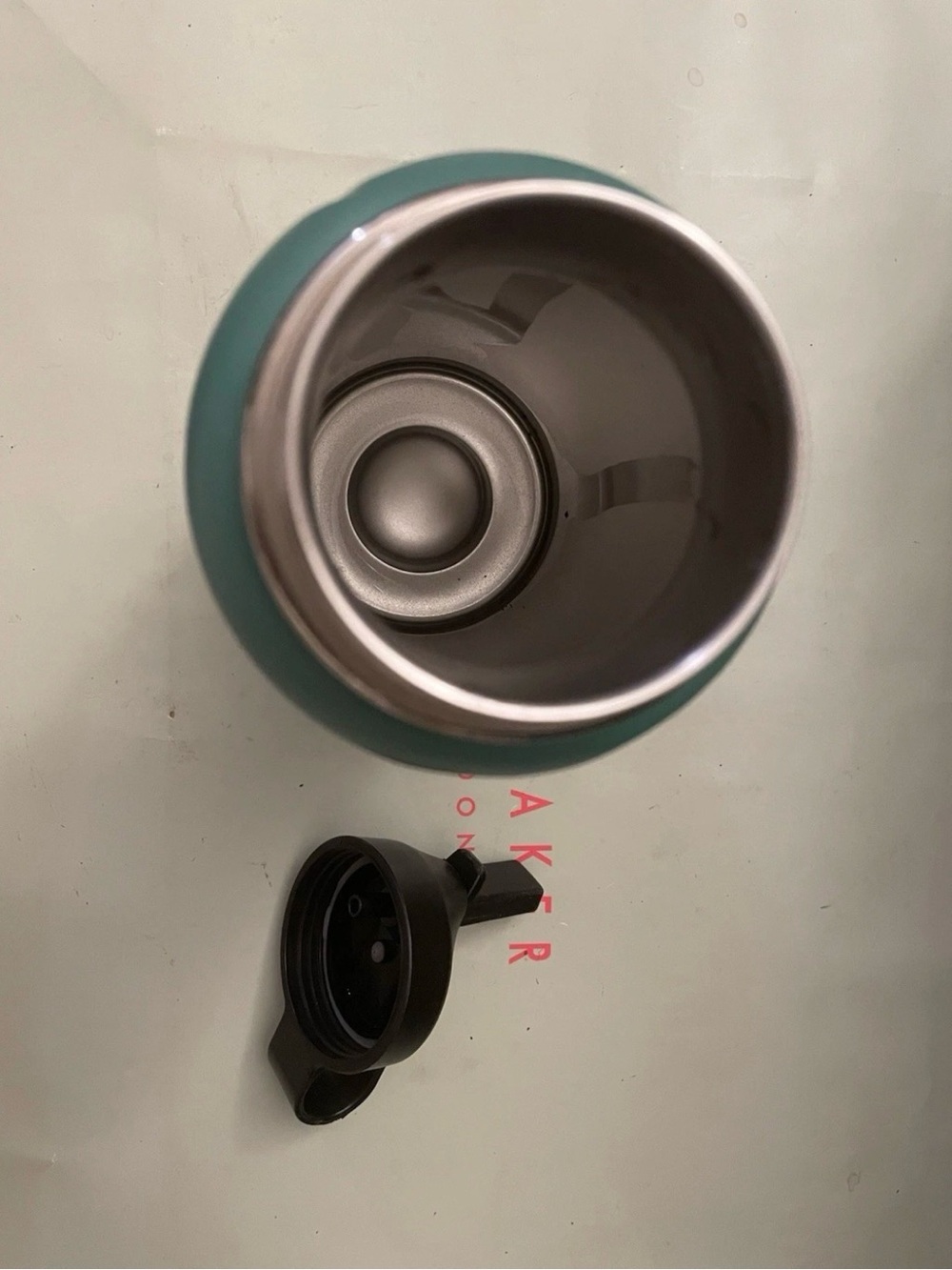 Hydro Flask Teal Bottle with Light Pink Base and Black Lid - Picture 6 of 7